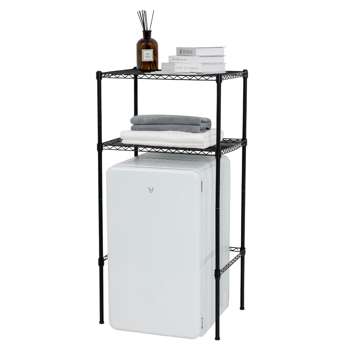 Zvyteay front view of mini fridge shelf showing stable platform and space-saving benefit