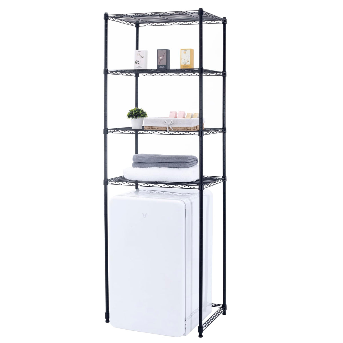 Zvyteay full front view of 4-tier shelf showing compact organization benefit