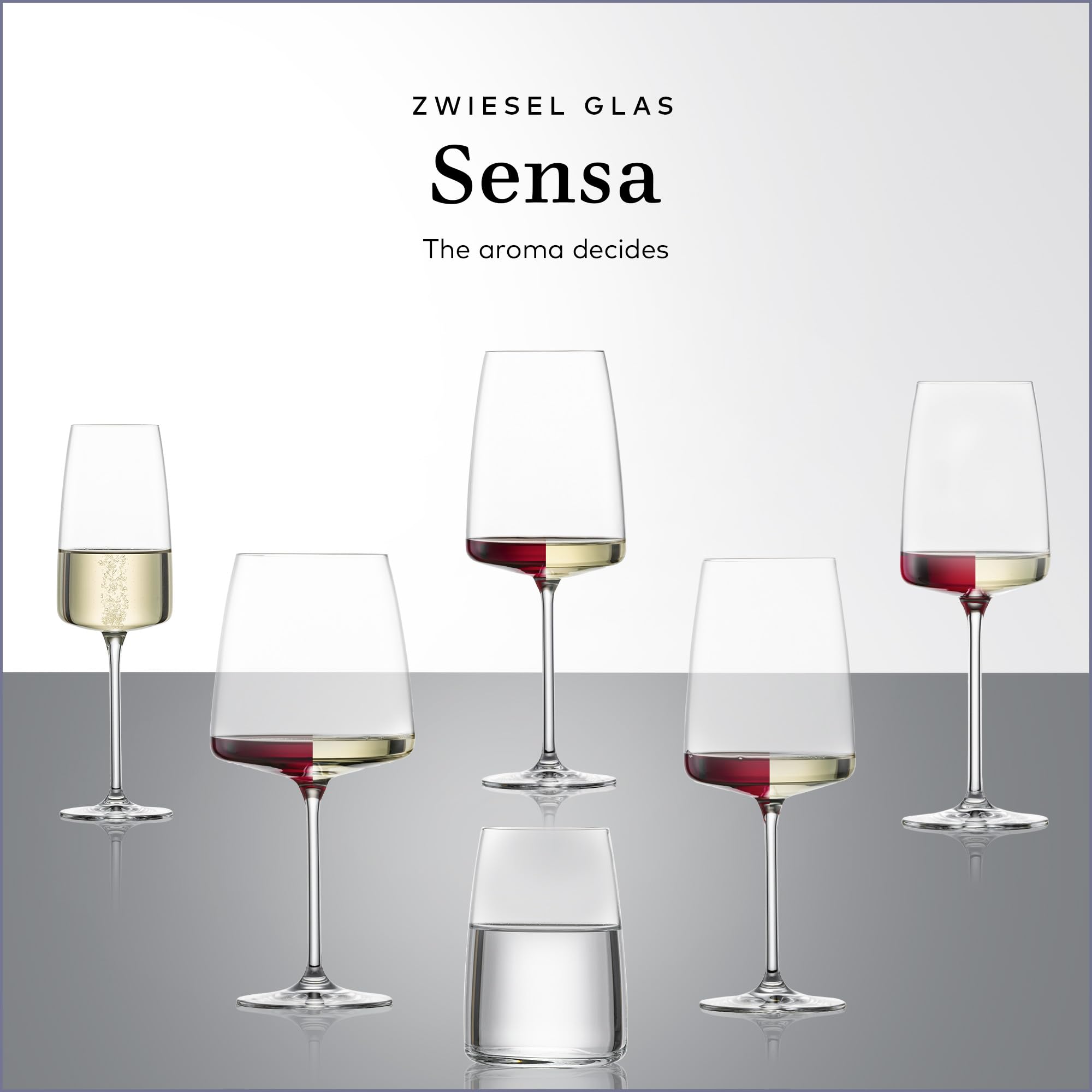 Zwiesel Glas Sensa held by hand for scale showing comfortable balance