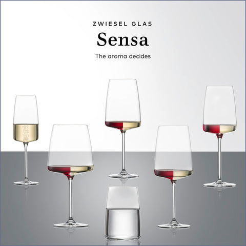 Zwiesel Glas Sensa held by hand for scale showing comfortable balance