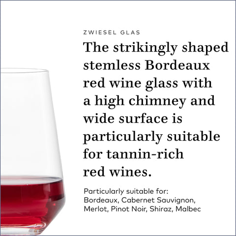 Zwiesel Glas Pure set of six on a dining table conveying uniform style and hosting convenience benefit