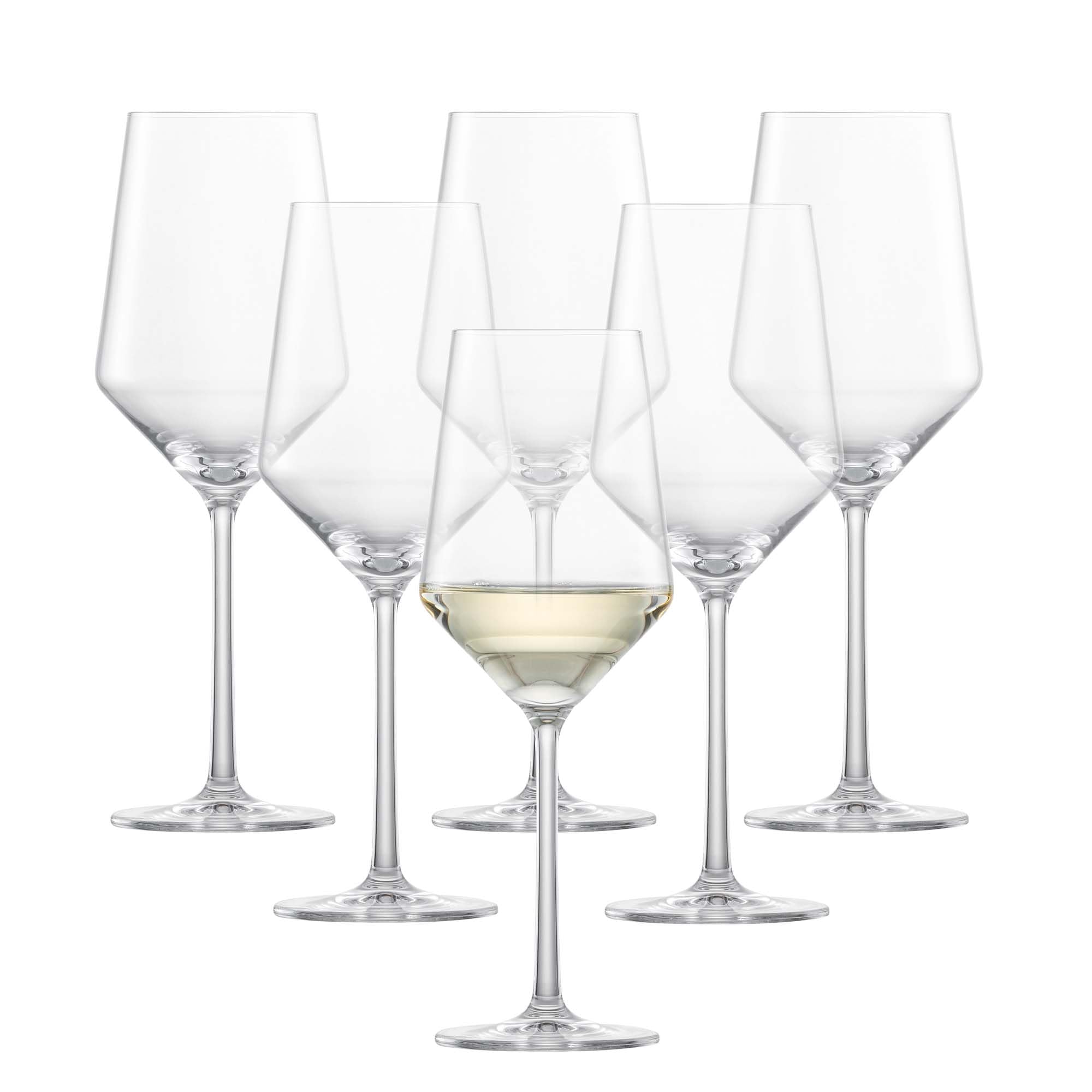 Zwiesel Glas Pure front view set of six glasses showcasing elegant shape and durability