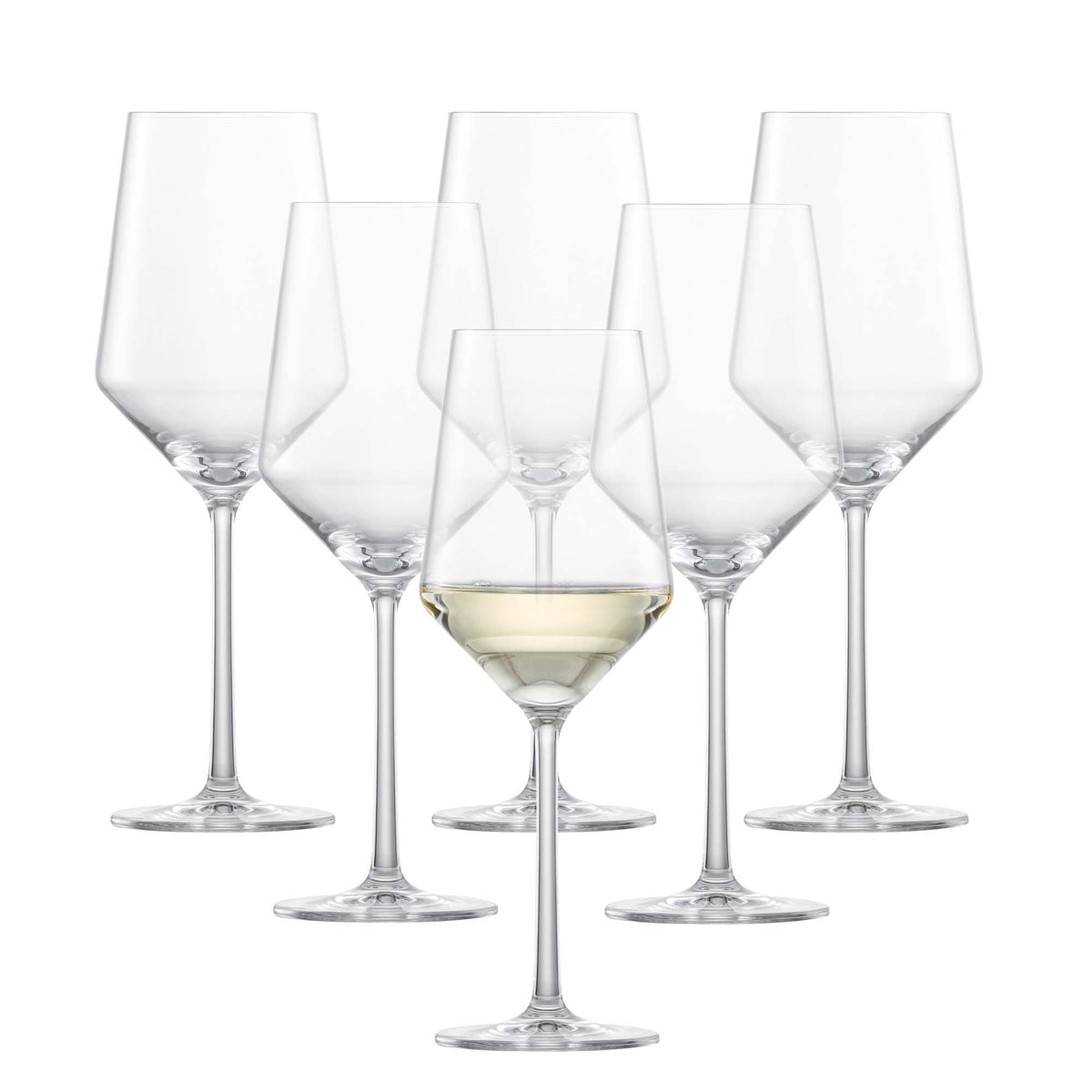 Zwiesel Glas Pure front view set of six glasses showcasing elegant shape and durability