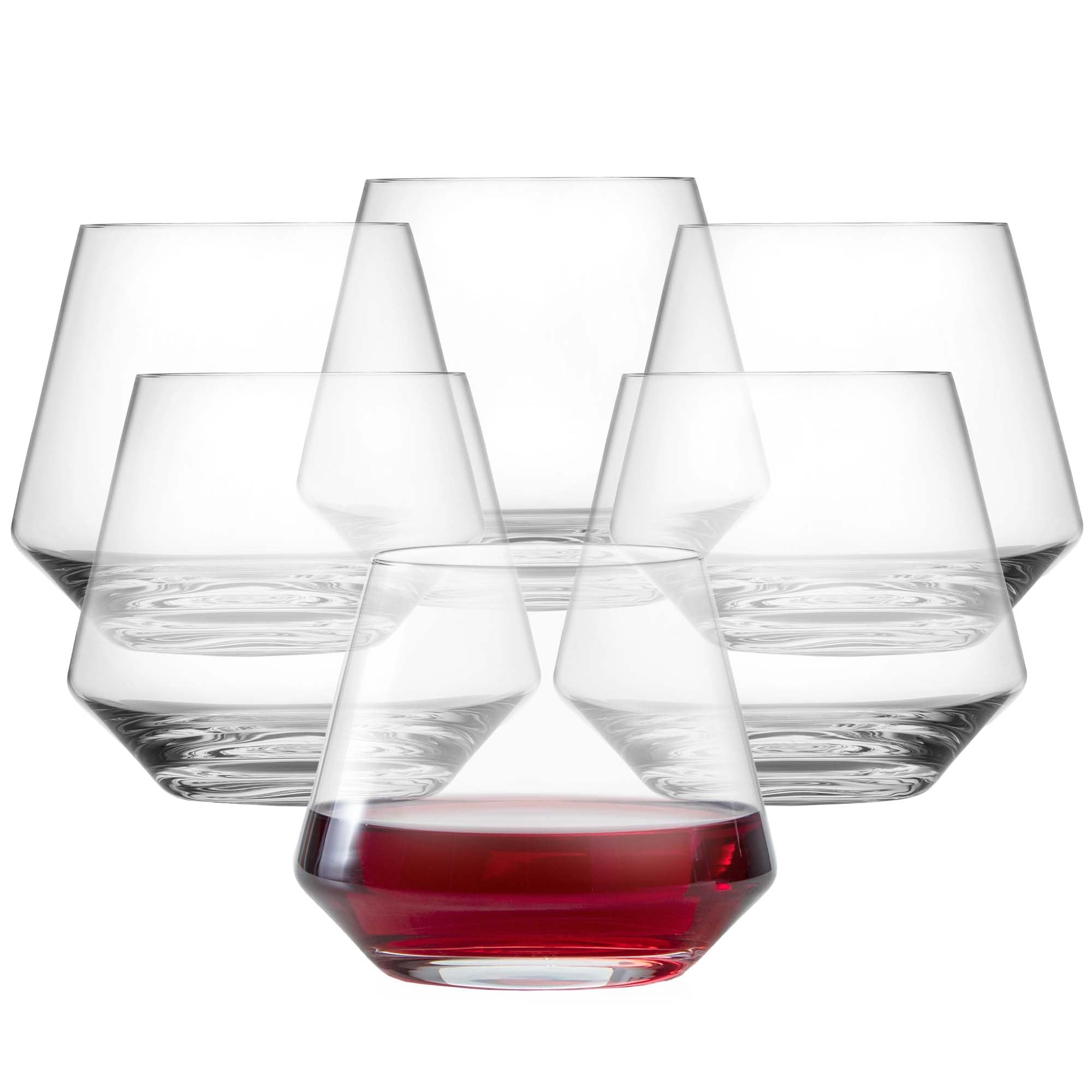Zwiesel Glas Pure stemless burgundy front view showing elegant silhouette and clarity