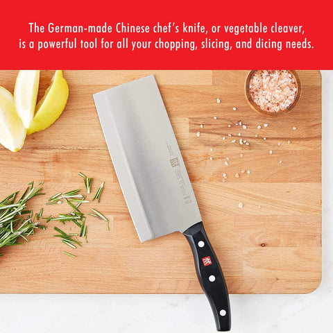 ZWILLING close-up of cleaver blade highlighting sharpness for cleaner cuts