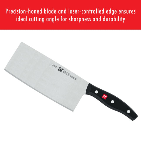 ZWILLING cleaver beside whole vegetables showing size and prep versatility