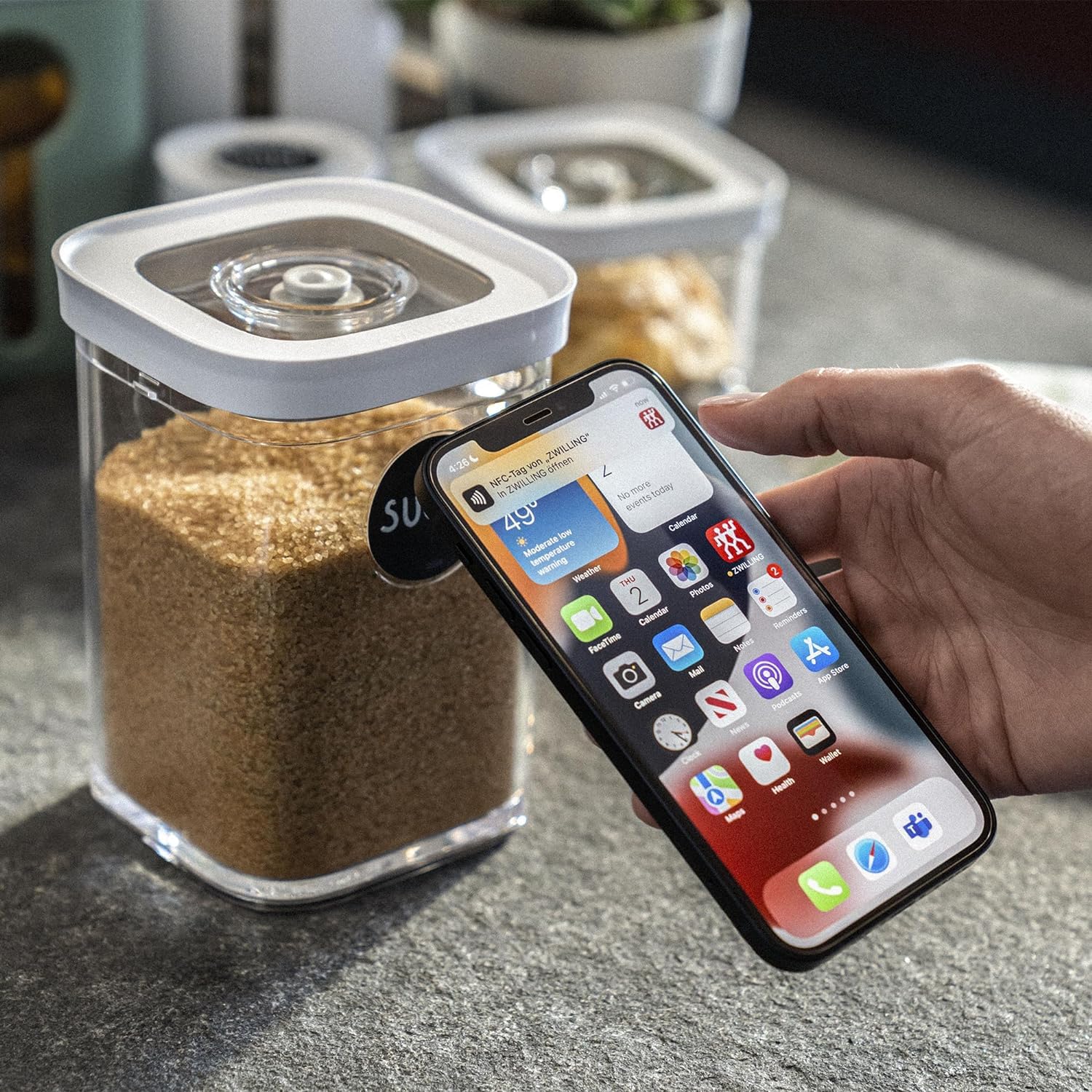 ZWILLING cube lifestyle countertop display offering tidy kitchen aesthetics