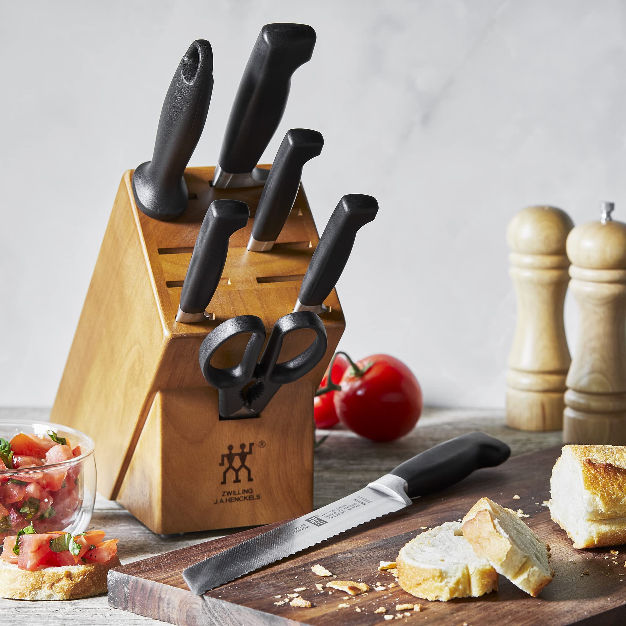 ZWILLING blade closeup highlighting FRIODUR finish and sharp laser-honed edge longevity