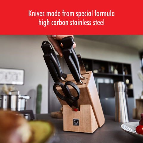 ZWILLING complete block and set displayed on countertop for tidy, accessible storage