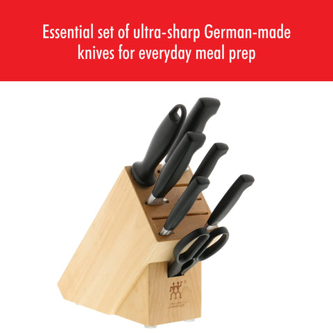ZWILLING handle detail showing ergonomic seamless bolster and comfortable grip benefit