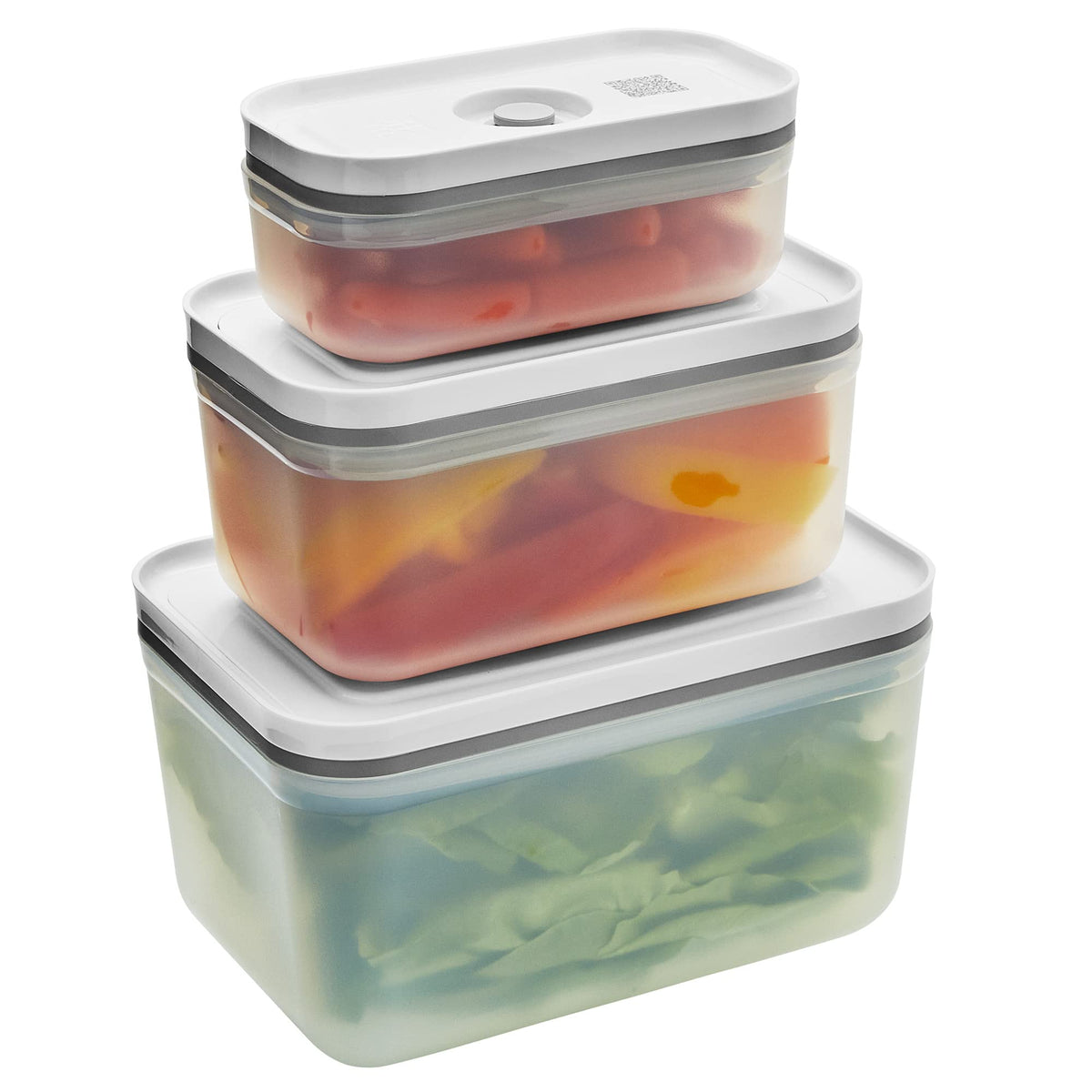 ZWILLING Fresh & Save front view of three BPA-free containers showing sizes and lids benefit of organization