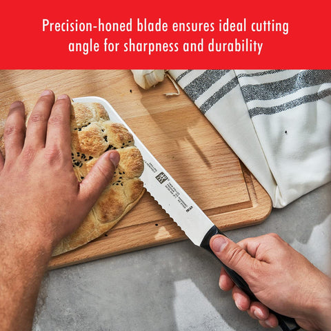 ZWILLING three-rivet handle close-up showing ergonomic grip and durability