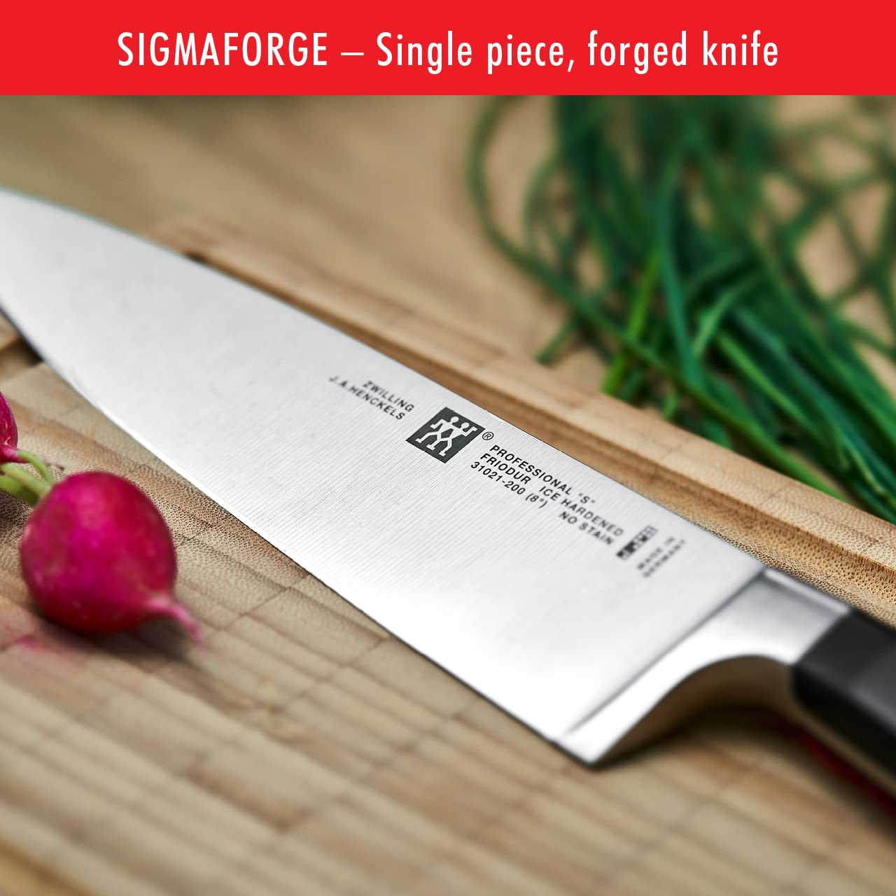 ZWILLING bolster and tang detail showing finger-guard stability