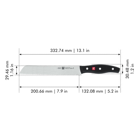 ZWILLING serration detail showing teeth pattern for clean slices without tearing