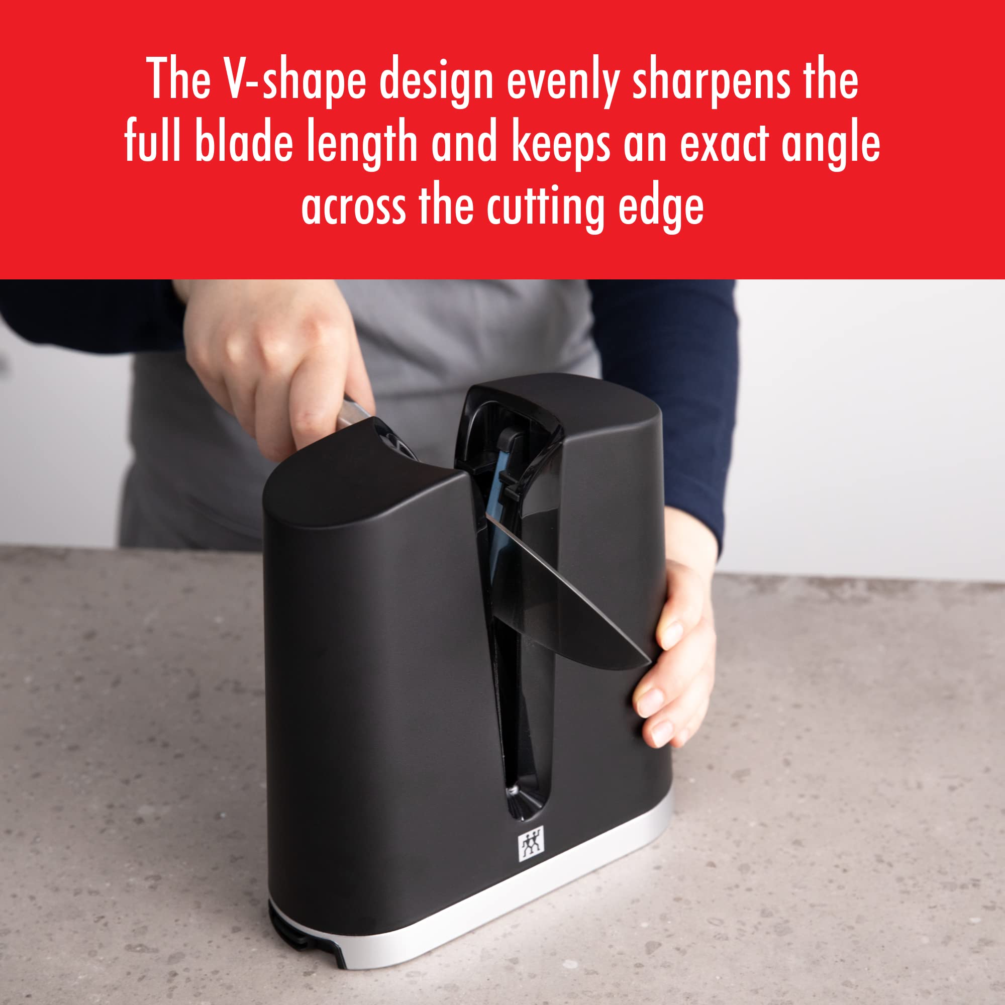 ZWILLING ergonomic handle detail for comfortable, controlled sharpening strokes