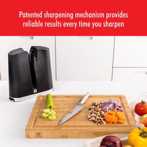 ZWILLING V-Edge in use sharpening a chef knife delivering fast, repeatable edges