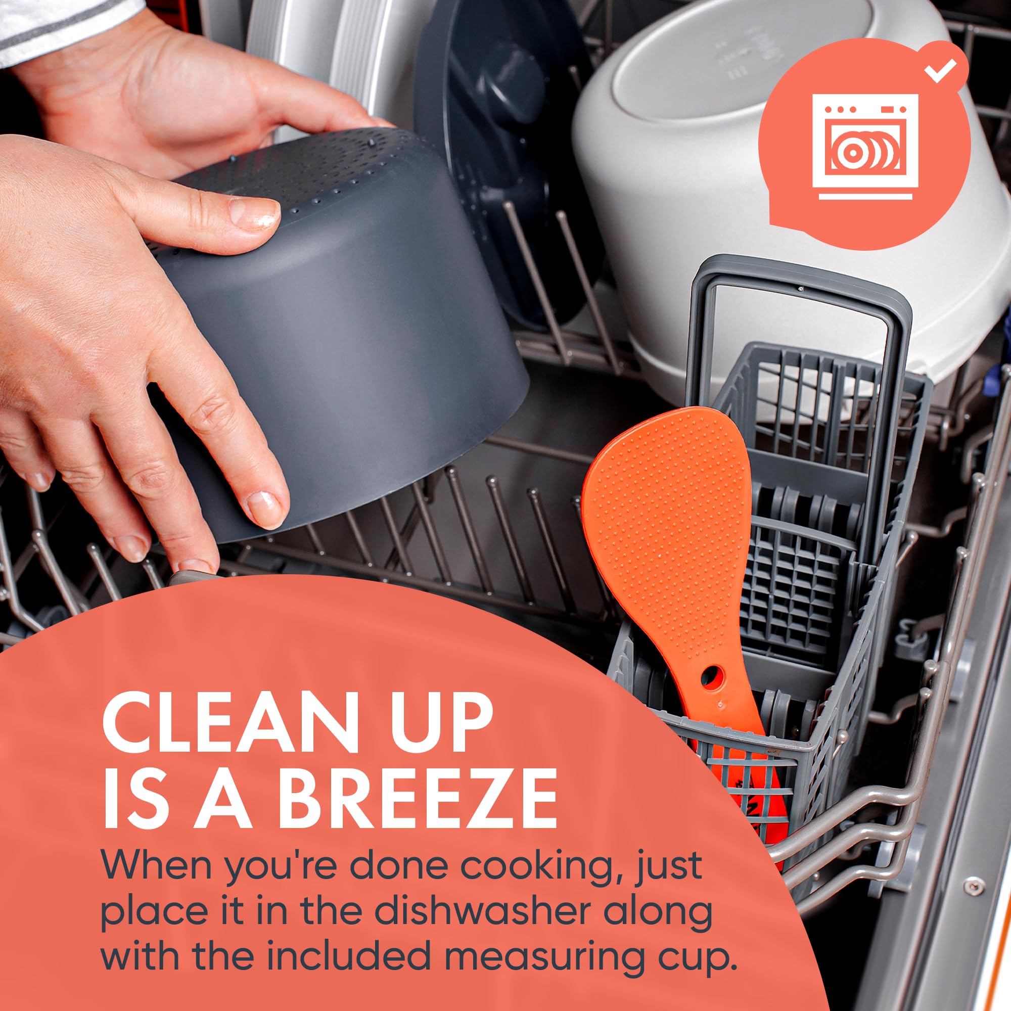 Zwippy placed on dishwasher shelf ready for easy cleaning