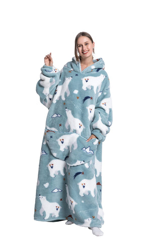 ZXIMU front view oversized hoodie blanket showing full-length warmth