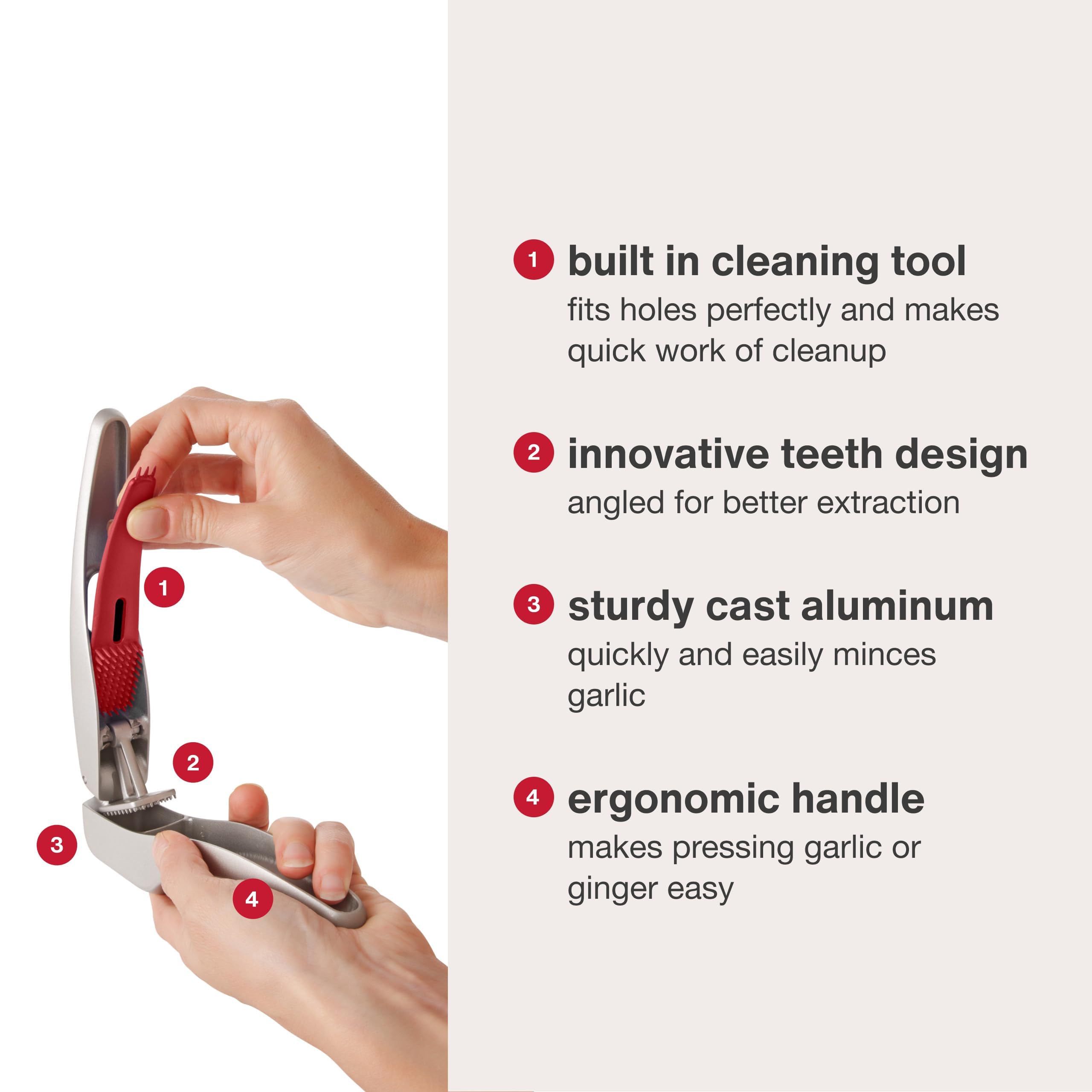 Zyliss Susi 3 hinge detail demonstrating solid joint for consistent pressing performance