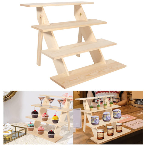 ZYP front view assembled cupcake stand showing rustic display and easy presentation benefit