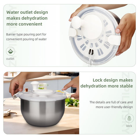 Zypilatsry spinner in use removing water fast from lettuce