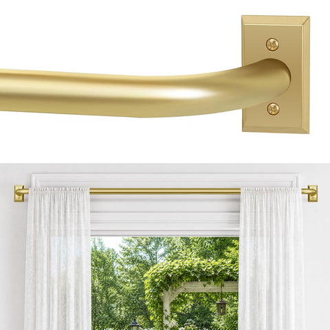 ZYRW gold curtain rod front view showing sleek modern finish and elegant look