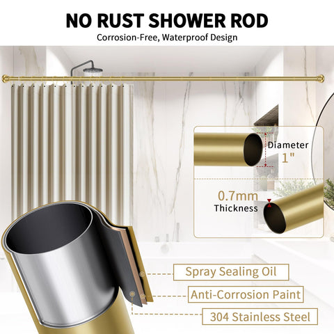 ZYRW rod fully extended in bathroom demonstrating stable no-drill installation