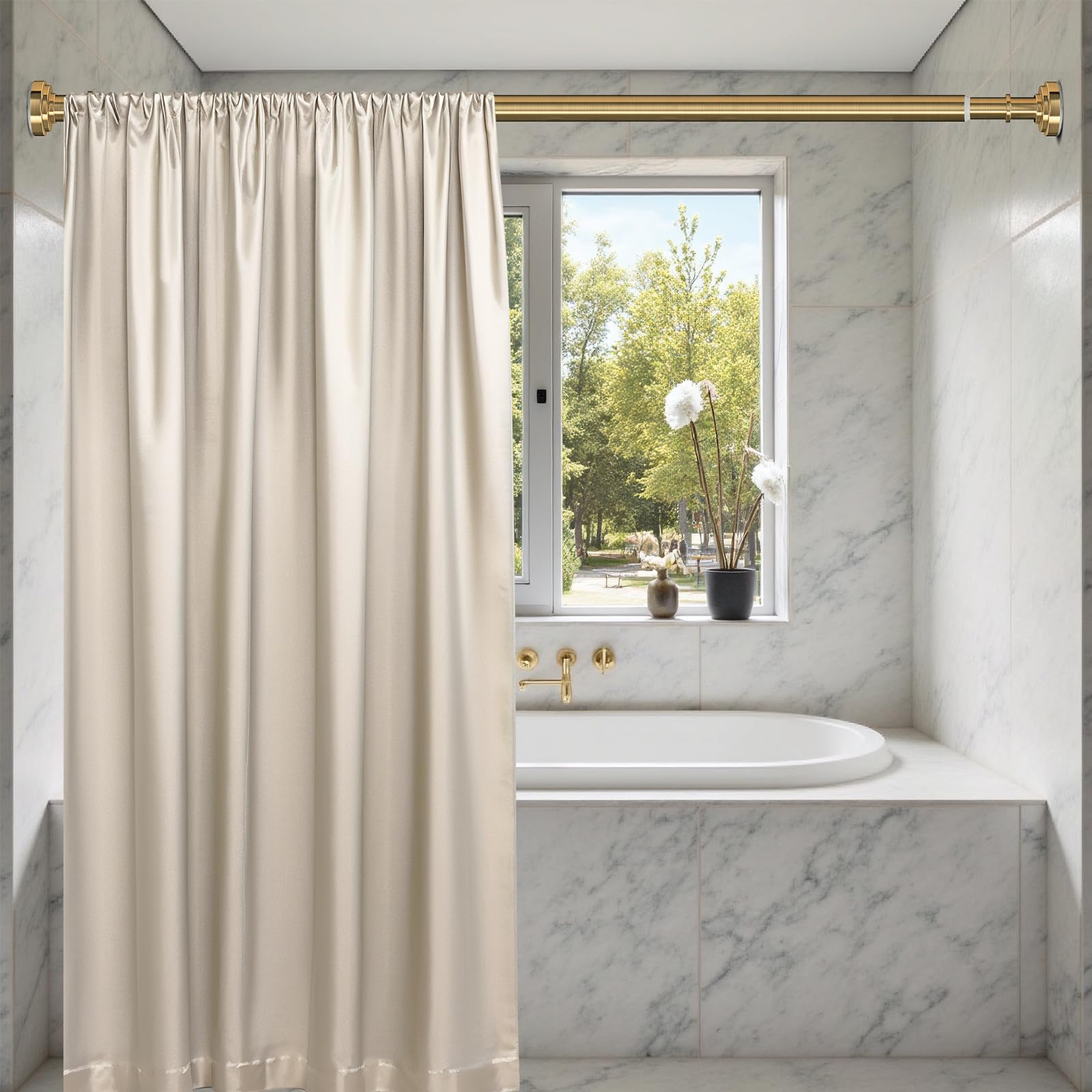 ZYRW rod installed in shower with curtain benefit: no-drill easy installation