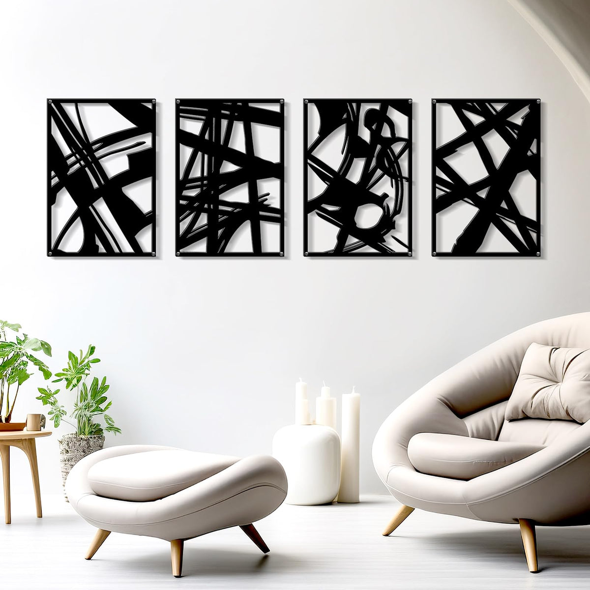 Zzbakress front view of four-piece set showing arrangement and modern look