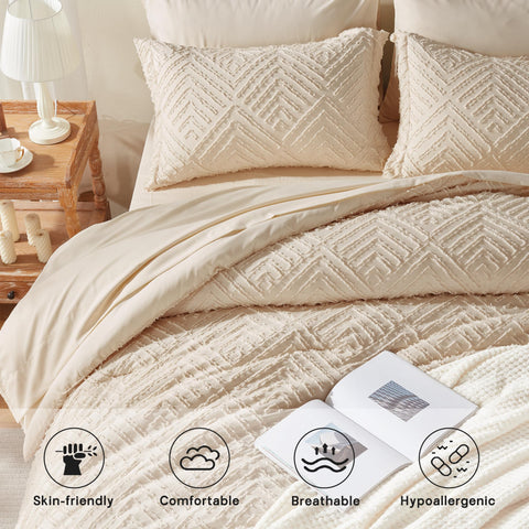 Zzlpp staged bedroom with king bed displaying cohesive beige set and calming decor