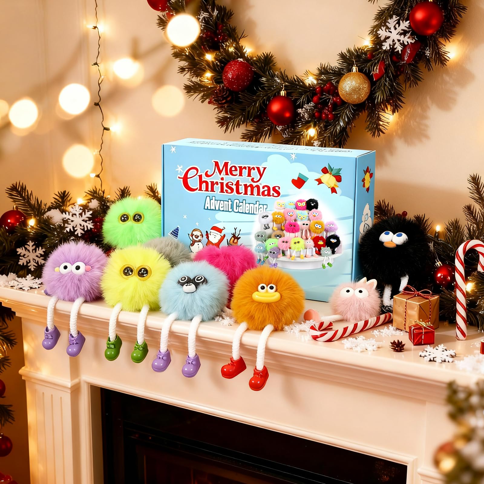ZZLWAN open calendar layout displaying all 24 individually wrapped keychains